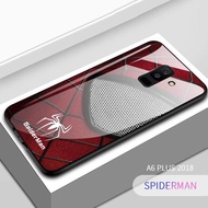 Iron Man แฟชั่นกระจกเทมเปอร์สำหรับ Samsung Galaxy A6 2018 A6 PLUS 2018 กรณี TPU HERO Spider MAN กรณี