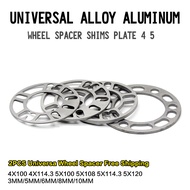 2Pieces Universal Alloy Aluminum 3mm 5mm Wheel Spacer Shims Plate 4 5 STUD For 4x98 4x100 4x108 4x114.3 5x100 5x108 5x114.3 5x112 5x115 5x120 5x127 5x130