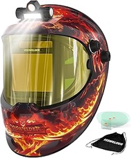 YESWELDER Auto Darkening Welding Helmet with SIDE VIEW, 180° Panoramic View, 1/1/1/1 True Color Sola