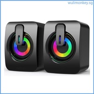 WU USB Speaker Laptop Desktop Subwoofer Stereo Speaker PC Computer Speaker Gaming Speaker With  LED 