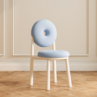 文記 - 奶油風羊羔絨甜甜圈餐椅(藍色*白色腿)(尺寸:43*43*90CM)#M209012532
