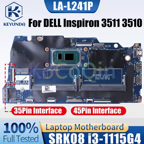 LA-L241P For DELL Inspiron 11 3511 3510 Notebook Mainboard i3 i5 i7-11th CPU 06F315 0042CN Laptop Mo