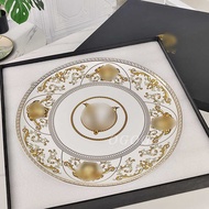 Ogfanjia White Large v Bone China 53cm Large Plate Hotel Household High-End Exquisite Swing Plate Tr