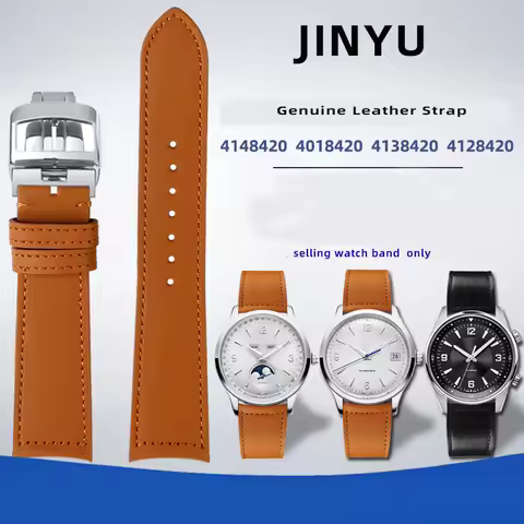 Real Cow cowhide Watchband For Jaeger-LeCoultre Master Series Curved cowhide Watch Strap Soft and Wa