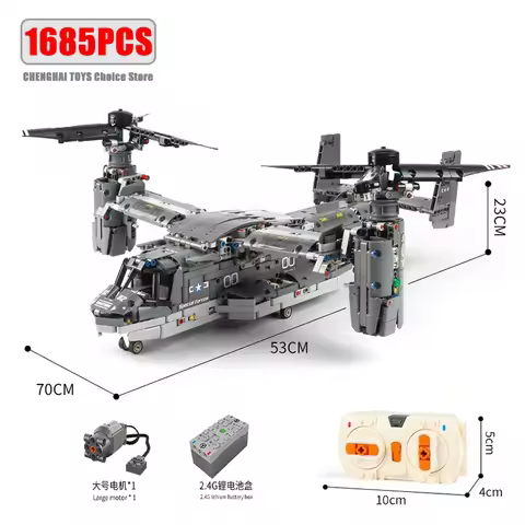 WW2 Technical Electric Osprey Transport Aircraft Building Blocks High-Tech Sets Military Fighter Bri
