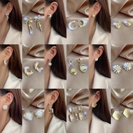 S925 Silver Needle Pearl Gold Earrings Niche Design Geometric Earrings Accessories Fashion Women Jew