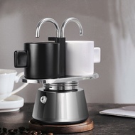 หม้อต้มกาแฟ Moka Pot รุ่น Double Tube Moka Pot หม้อต้มสเตนเลส พร้อมแก้วช๊อตกาแฟ