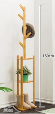 ONE - 簡易衣帽架實木臥室(原色-單樹叉三角底)