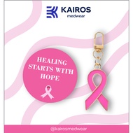 Pink Ribbon Keychain & Sticker Set- Breast Cancer Awareness