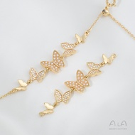 14K Gold Inlaid Zircon Pearl Five Butterfly Chain diy Handmade Bracelet Necklace Jewelry Extended Ch