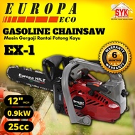 SYK Europa Hilt EX-1 12Inch 25cc 0.9kW Gasoline Chainsaw Cutting Wood Gardening Power Tool Mesin Gergaji Potong Kayu