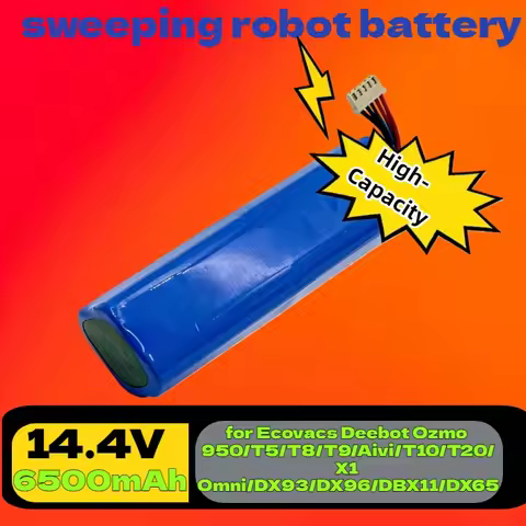14.4V 6500mAh Rechargeable Robot Vacuum Battery– Fits Ecovacs Deebot Ozmo 950/T5/T8/T9/Aivi/T10/T20/