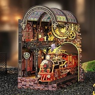 CUTEROOM Book Nook Kit for Adults, 3D Wooden Puzzle DIY Miniature Dollhouse Booknook Kit with LED Li