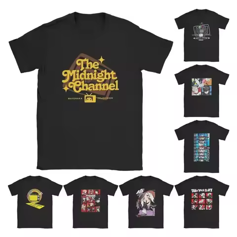 Persona 4 The Midnight Channel Men T Shirt Hot Japanese Anime Game TV Funny Tee Short Sleeve Crew Ne