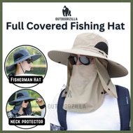 Fishing Hat Neck Flap Waterproof Full Face Cover Topi Penutup Anti Mosquito Ikan Topi MeMancing Nela