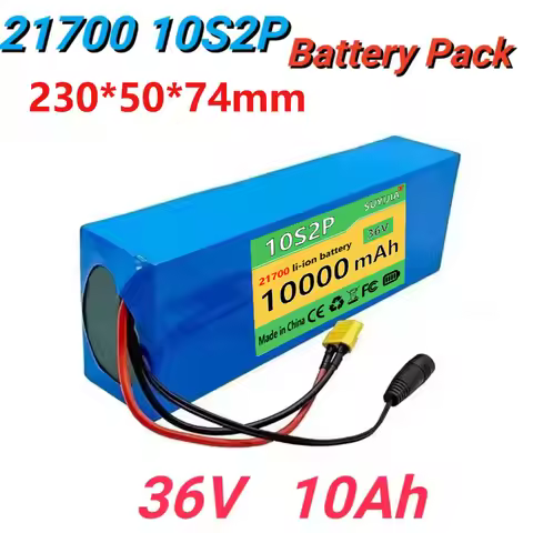 36V10Ah 21700 5C Power Lithium Battery Pack with BMS Rechargeable Battery 10S2P Suitable for Fishing