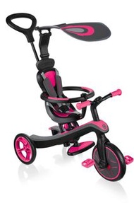 Globber Explorer Trike 4-In-1 - Fuchsia Pink (With Headrest) (10M - 5Y)