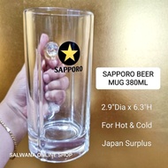 SAPPORO BEER MUG 380ML 1PC FOR HOT AND COLD • JAPAN SURPLUS