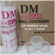THINWALL DM CUP DOVE 100ML 150ML PUDDING CUP + LID 25 SETS