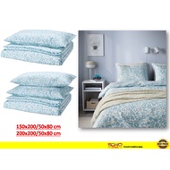 IKEA-CYMBALBLOMMA Duvet cover and pillowcase, white/blue,