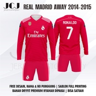 Real Madrid AWAY 2014-2015 PINK LONG Football Jersey FREE CUSTOM BACK NUMBER CUSTOM NAME