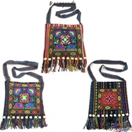 ROSEGOODS Message Bag, Hmong Tribal Ethnic Fashion Women Shoulder Bag,  Tassels Thai Indian Boho Vin