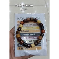 9 kinds of lucky wood bracelet with marzan Motif, 8mm tube - 9 lucky original wood