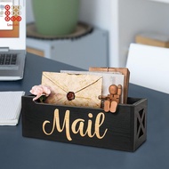 [Lovoski] Wooden Mail Organizer Mail Storage Organizer Black Lightweight for Counter Tray