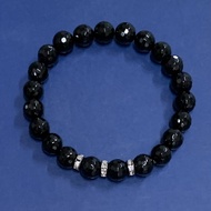 สร้อยข้อมือ ไข่มุกแท้  หินแท้โรสควอตซ์ เจียรเหลี่ยม Nature Rose Quartz  หินแท้นิลดำเจียเหลี่ยม Black