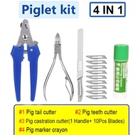 4 In1 Piglet Grooming Set - 10ml TPX Feeder Syringe Teeth Trimmer Tail Cutter Livestock Care Tool