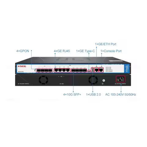 HSGQ-G04R 4-Port GPON OLT 10GE SFP+ Type-C 1000M RJ45 4-PON Port Optical Network Equipment for Broad
