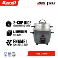 Dowell RCS-03 3 Cups Rice Cooker with Steamer Aluminum Rice Bowl Enamel Coated Steel Body