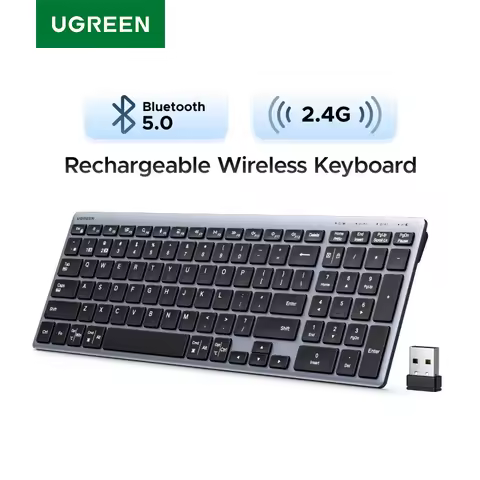 UGREEN Keyboard Wireless Bluetooth 5.0 2.4G Russian/Korean/EN 99 Keycaps For MacBook iPad PC Tablet 