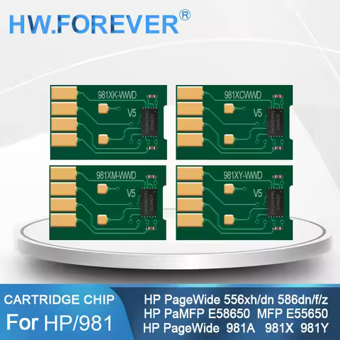 HW.FOREVER For HP Reset Chip 981X 981Y Ink Cartridge 556xh/586dn/E58650dn/E55650 Printer Reusable Pe