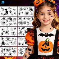 DGF  10sheets/set Halloween Ghost Bat Tattoo Sticker Dark Spider Web Lace Facial Tattoo Sticker Disp