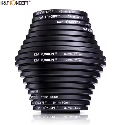 K&F CONCEPT 18pcs Camera Lens Filter Step Up/Down Adapter Ring Set 37-82mm 82-37mm for Canon Nikon S