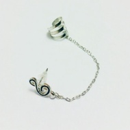 Treble G Cleft Chain Ear Clips