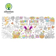 ZILUOLAN Easter Giant Coloring Poster, Cartoon Bunny Art Craft Easter Tablecloth, Creative Doodle DI