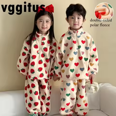 Children's Polar Fleece Set for Boys and Girls New Autumn Winter Soft Warm Pullover Sweatshirts and 