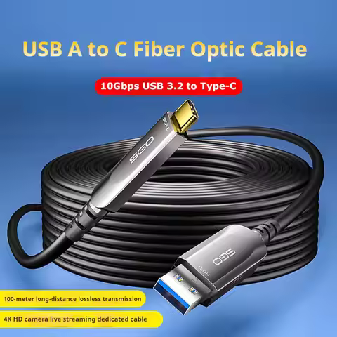 USB A to C Fiber Optic Cable 10Gbps USB 3.2 Gen2 Type C Cable Long Distance for Logitech 4K Camera,V