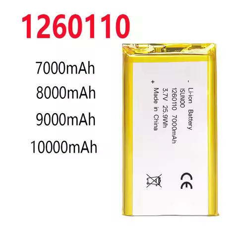 ISUNOO Large capacity 7000-10000mAh mAh 1260110 polymer lithium battery rechargeable 3.7V soft pack 