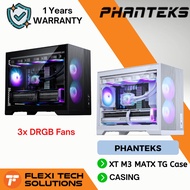 FLEXI TECH Phanteks XT M3 MATX TG Case - Black/white | 3x DRGB Fans