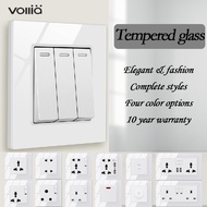 Vollia 1 2 3 4 Gang 1 2 Way Wall Switch for House 13amp white Socket for Wall Electrical Switch and 