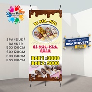 Spanduk Banner MMT Jagung Molor Es Kul kul Es Krim Aice Es Kuwut Bali Es Kepal Milo