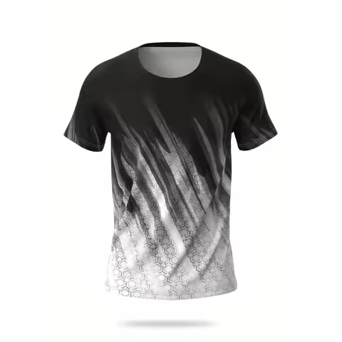 Gradient Striped Printed T-shirt for Badminton and Tennis Training Men's T-shirt