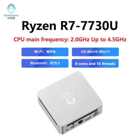 Genmachine New AMD Ryzen7 R7 7730U MINI PC Win11 8Cores 16Threads DDR4 3200Mhz 256/512GB M.2 SSD WIF