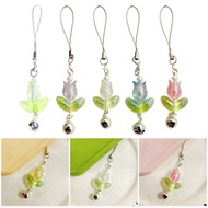 Crazy Tulips Flower Bell Pendant Phone Charm Hangings Rope Cute Phone Chain Strap Bag Decoration Lan