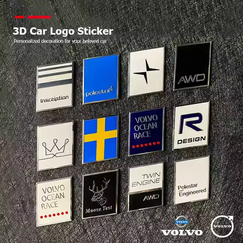 3D Zinc Alloy Car Logo Sticker Decoration Decals Accessories For Volvo ES90 EC40 EX40 EM90 XC90 V90 