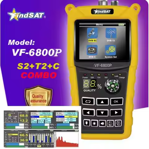 Findsat VF-6800P Digital Satellite TV Finder Combo Support DVB-T2/DVB S2/DVB C Sat Finder Meter For