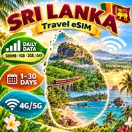 [eSIM] Sri Lanka 4G/5G Travel eSIM Card (1-30 Days 0.5GB/1GB/2GB Daily High-Speed Data + Unlimited 1